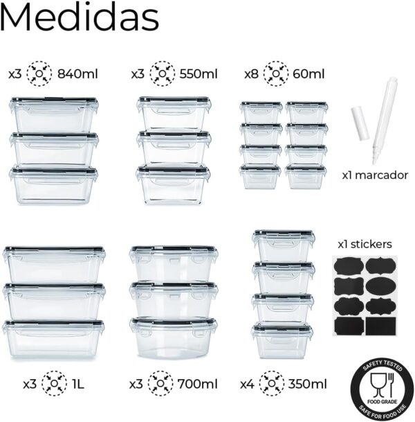 Raganet, Contenedores para Alimentos, Juego de 24 Recipientes Hermeticos - Image 2